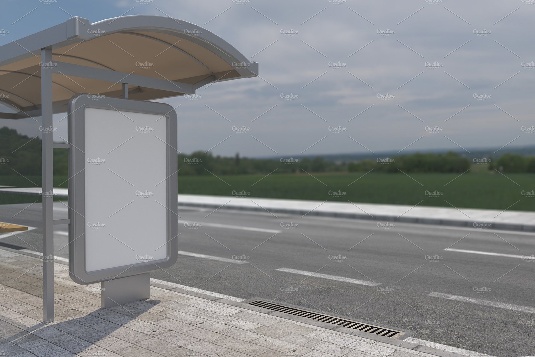 Bus Stop Sign Mockup preview image.