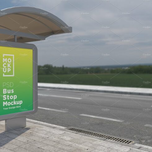 Bus Stop Sign Mockup cover image.