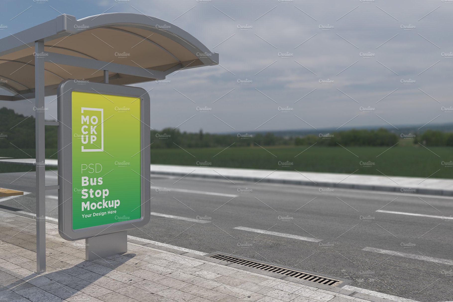 Bus Stop Sign Mockup cover image.