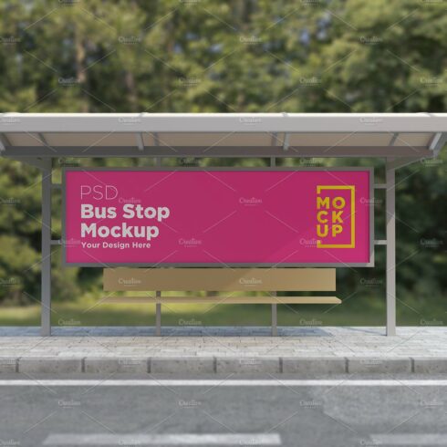 Bus Stop Billboard Mockup cover image.