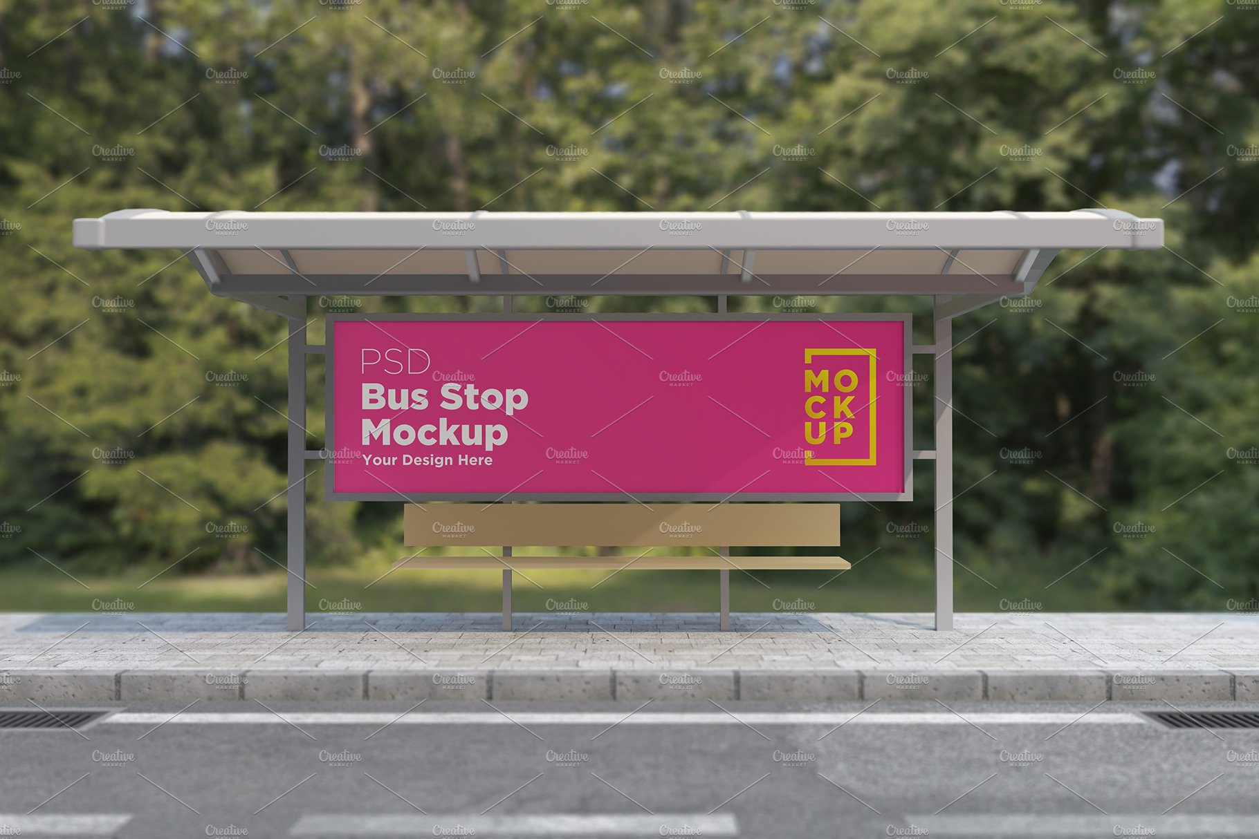 Bus Stop Billboard Mockup cover image.