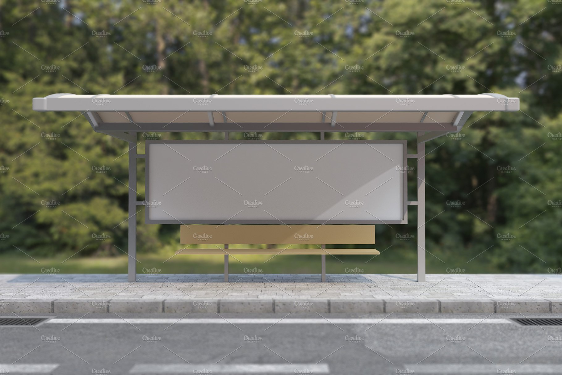 Bus Stop Billboard Mockup preview image.