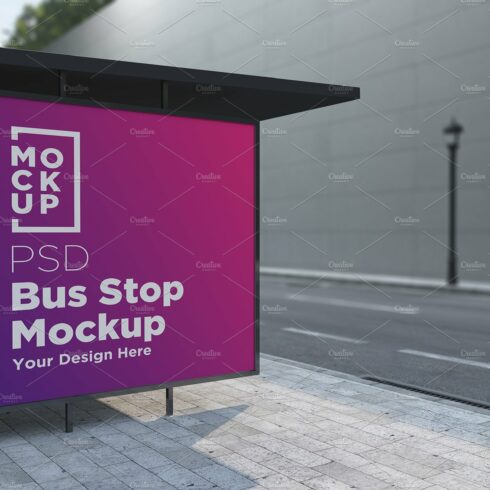 Bus stop Shelter Billboard Mockup cover image.