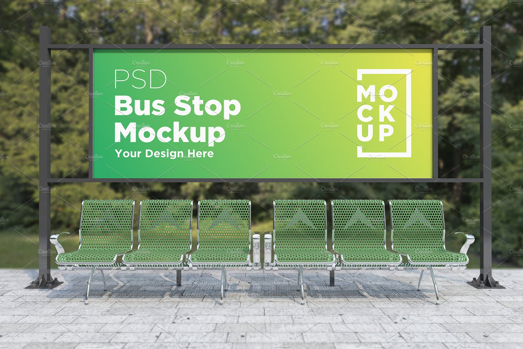 Bus Stop Billboard Mockup cover image.