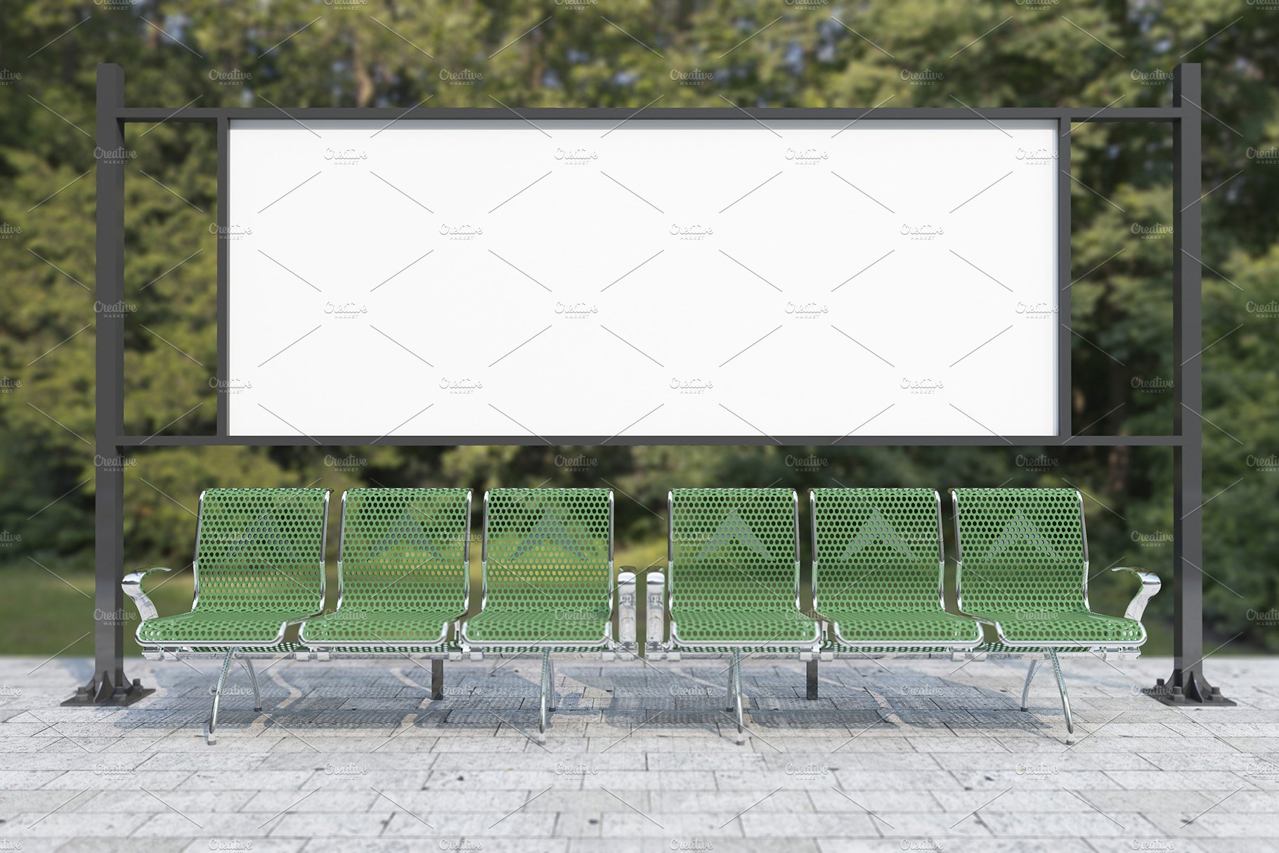 Bus Stop Billboard Mockup preview image.