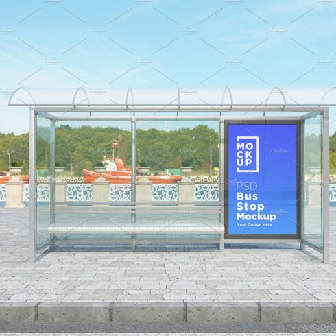 City Bus Stop Sign Mockup cover image.