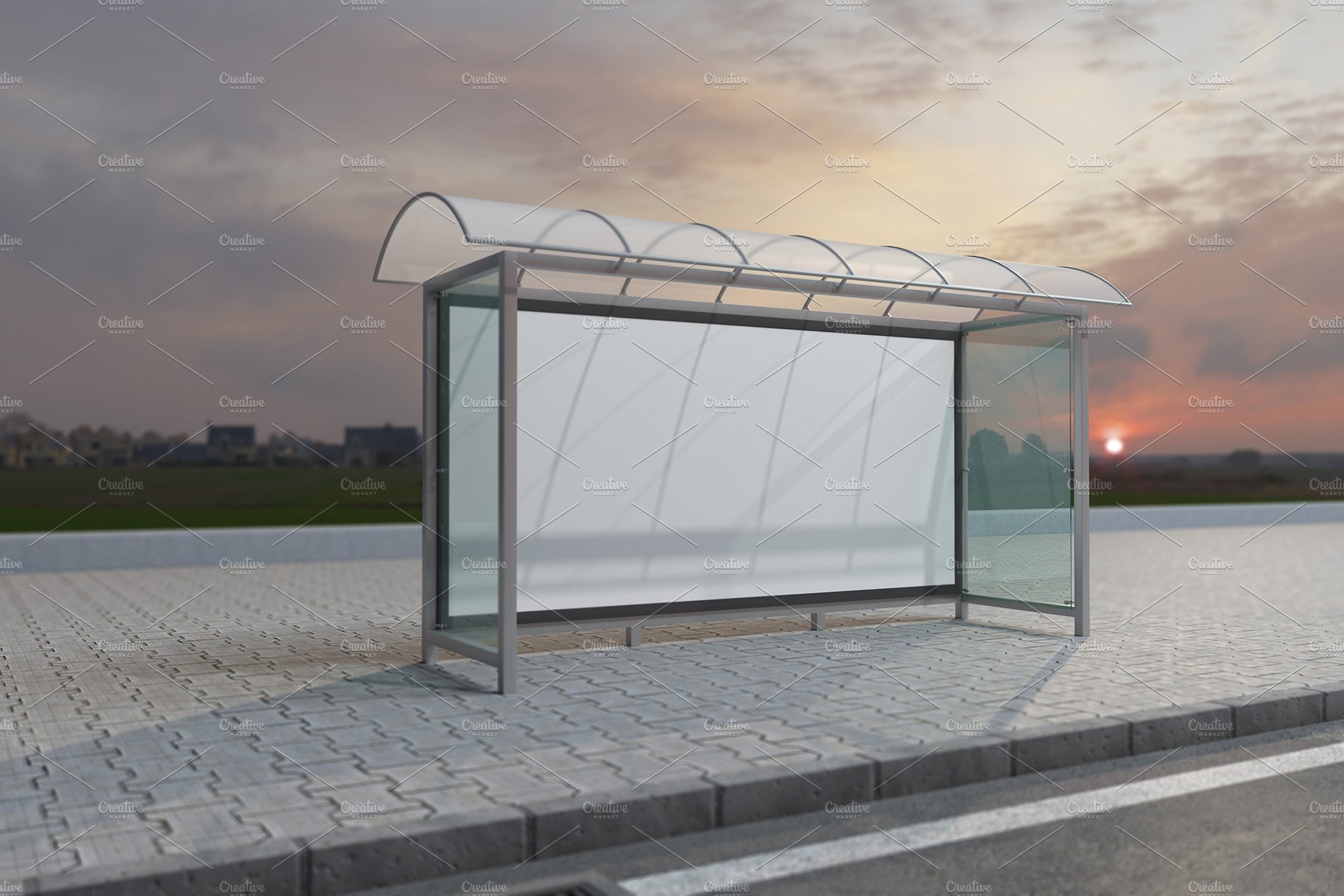 Evening View Bus Stop Mockup preview image.