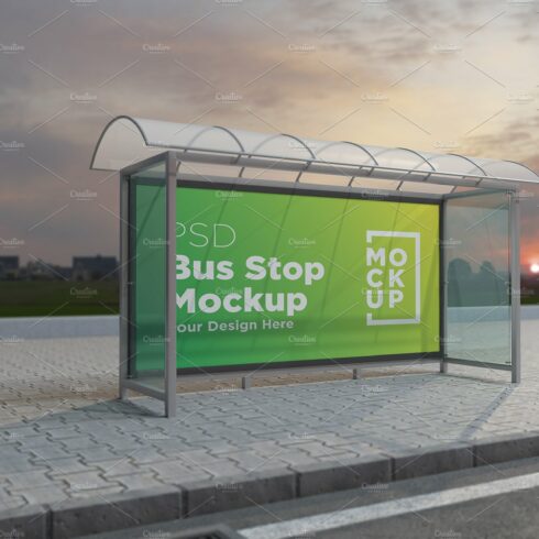 Evening View Bus Stop Mockup cover image.