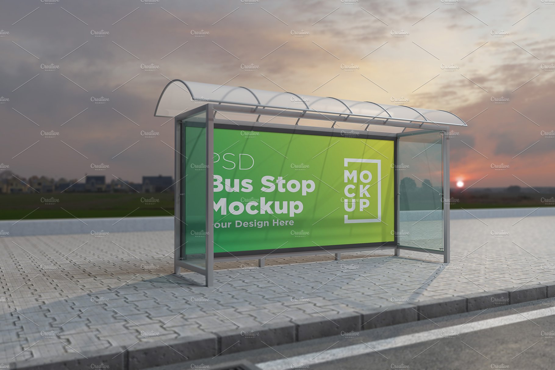 Evening View Bus Stop Mockup cover image.