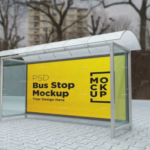 City Bus Stop Sign Mockup cover image.