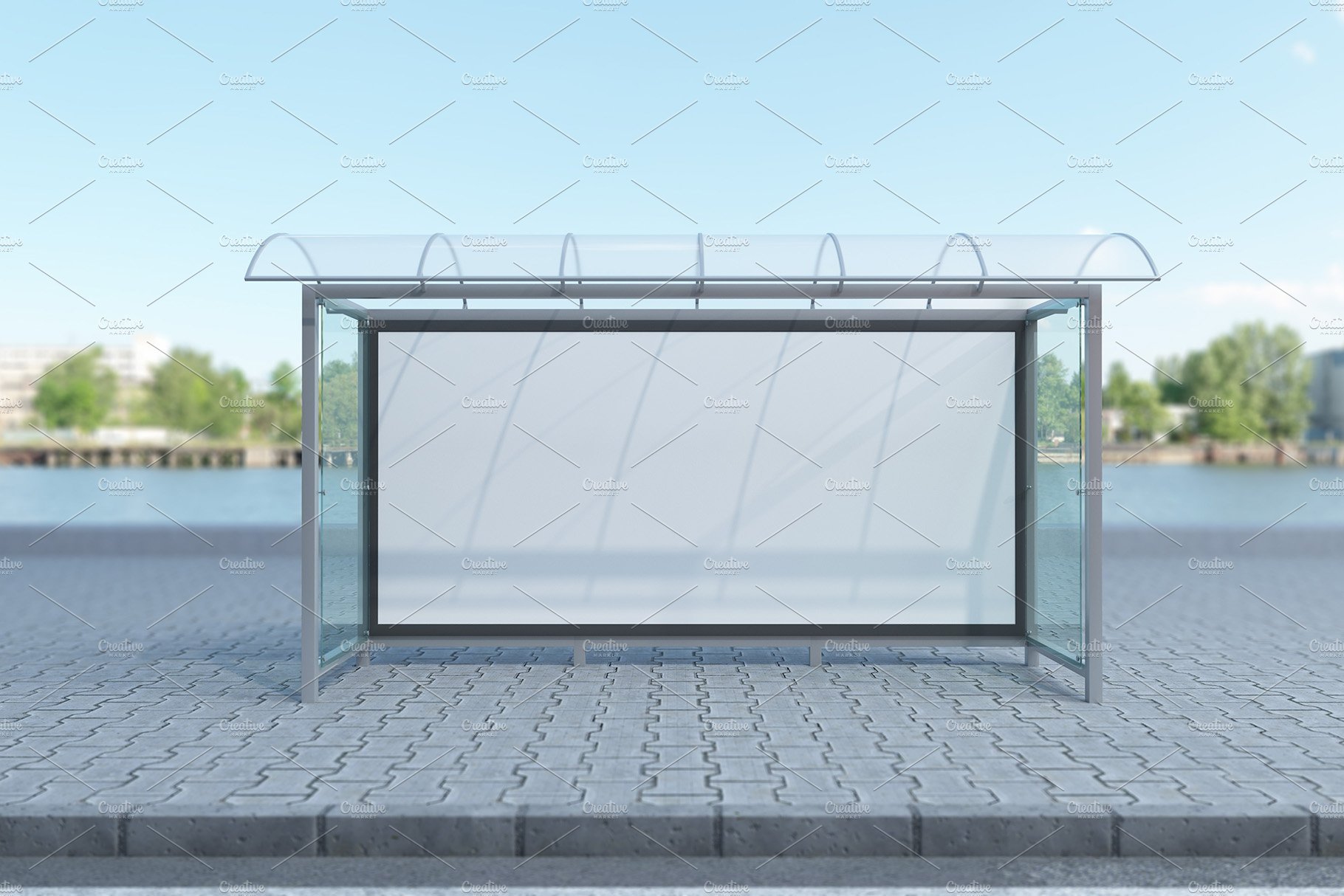 Bus Shelter Billboard Mockup preview image.