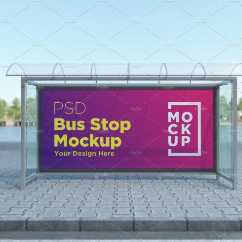 Bus Shelter Billboard Mockup cover image.