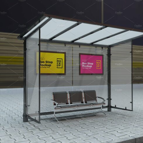 Bus Stop with 2 Sign Mockup cover image.