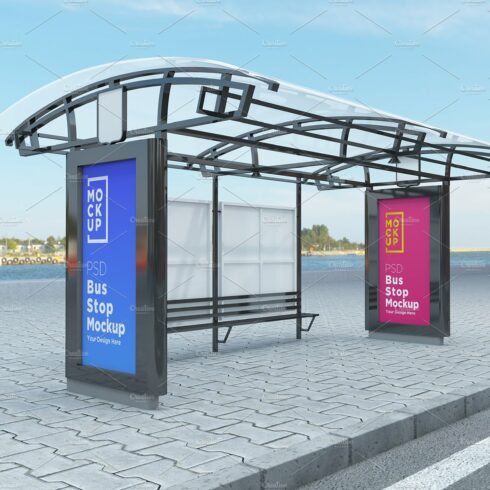 Bus Stop with 2 Sign Mockup cover image.