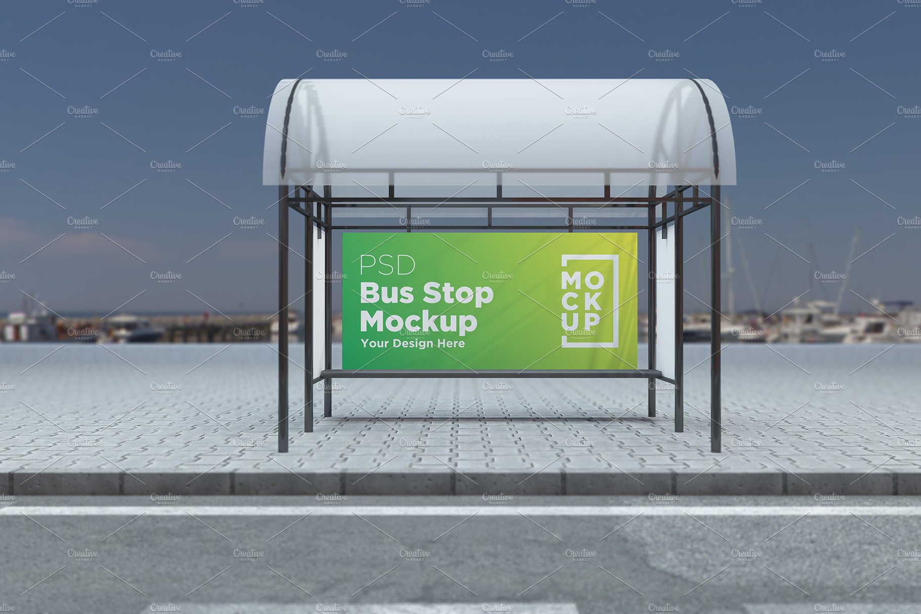 Bus Stop Sign Mockup cover image.