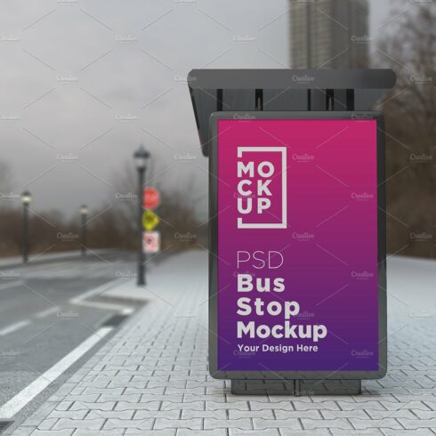 Bus Stop Sign Mockup cover image.