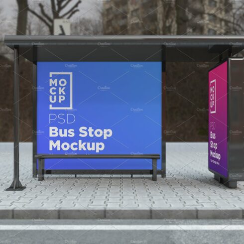 Bus Stop with 2 Sign Mockup cover image.