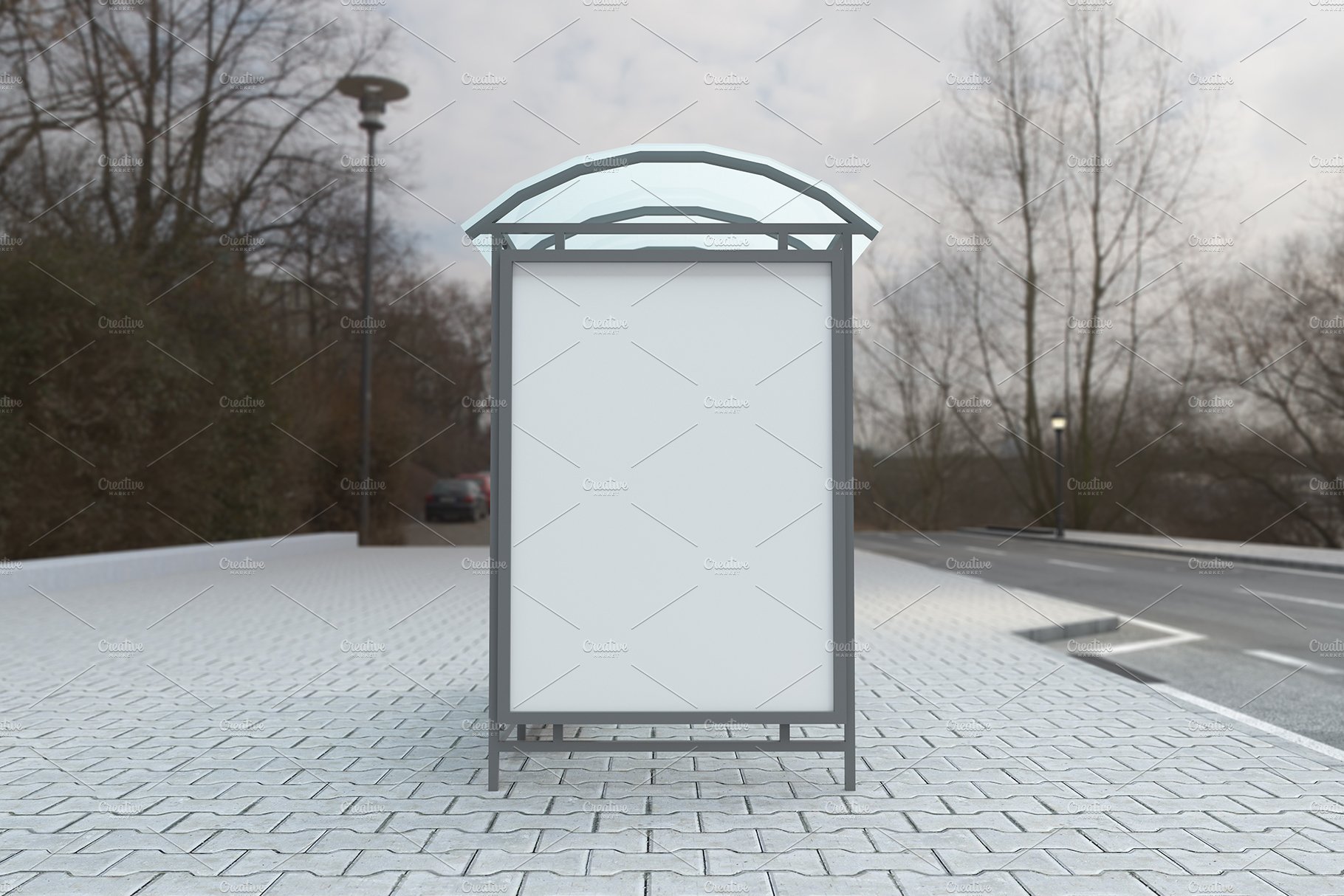 Bus Stop Billboard Mockup preview image.