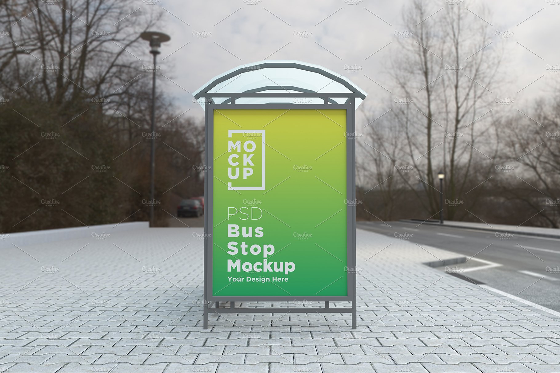 Bus Stop Billboard Mockup cover image.