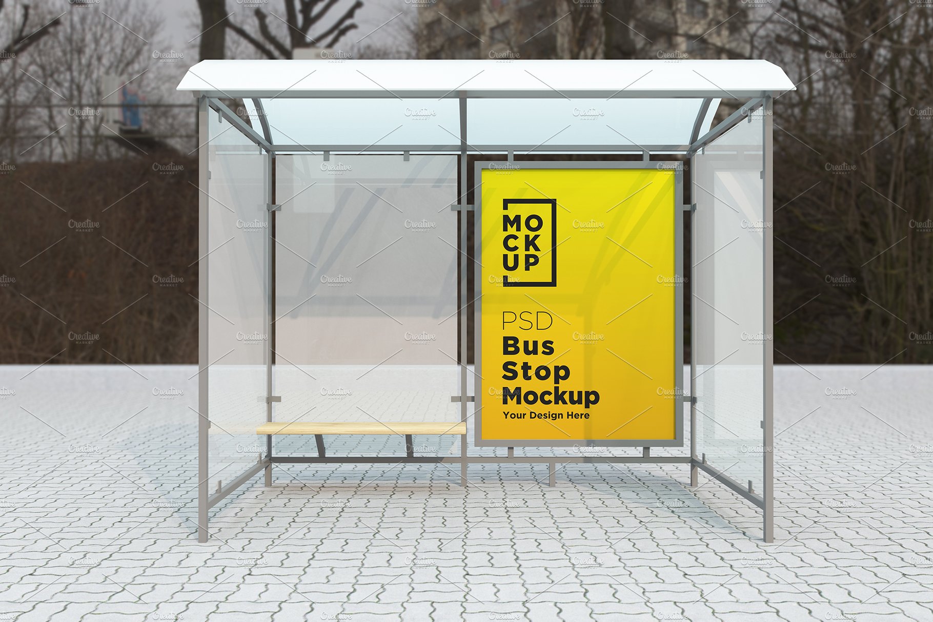 Bus Stop Billboard Mockup cover image.