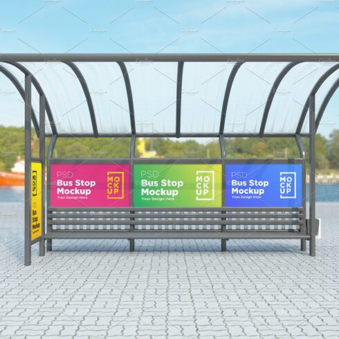 Bus Stop with 4 Sign Mockup cover image.