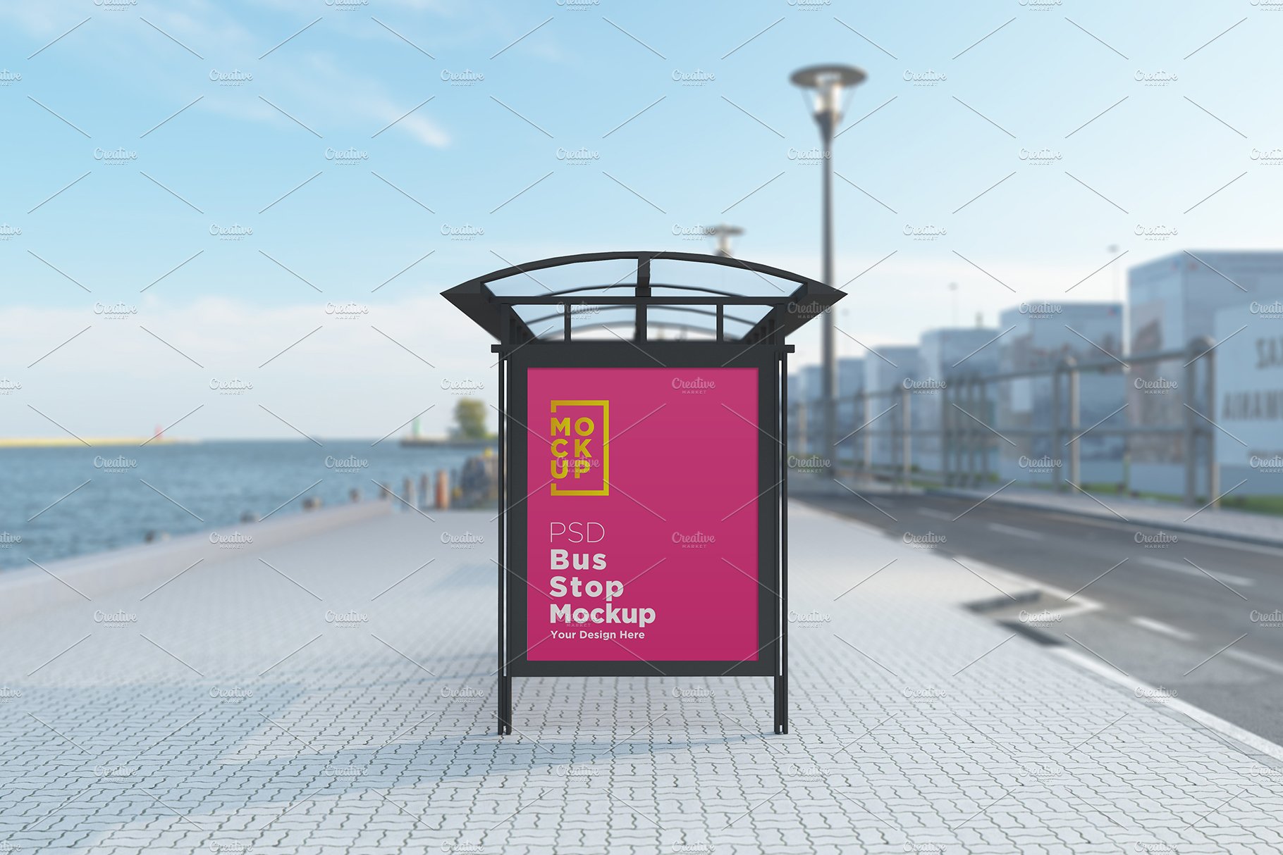 Bus Stop Billboard Mockup cover image.