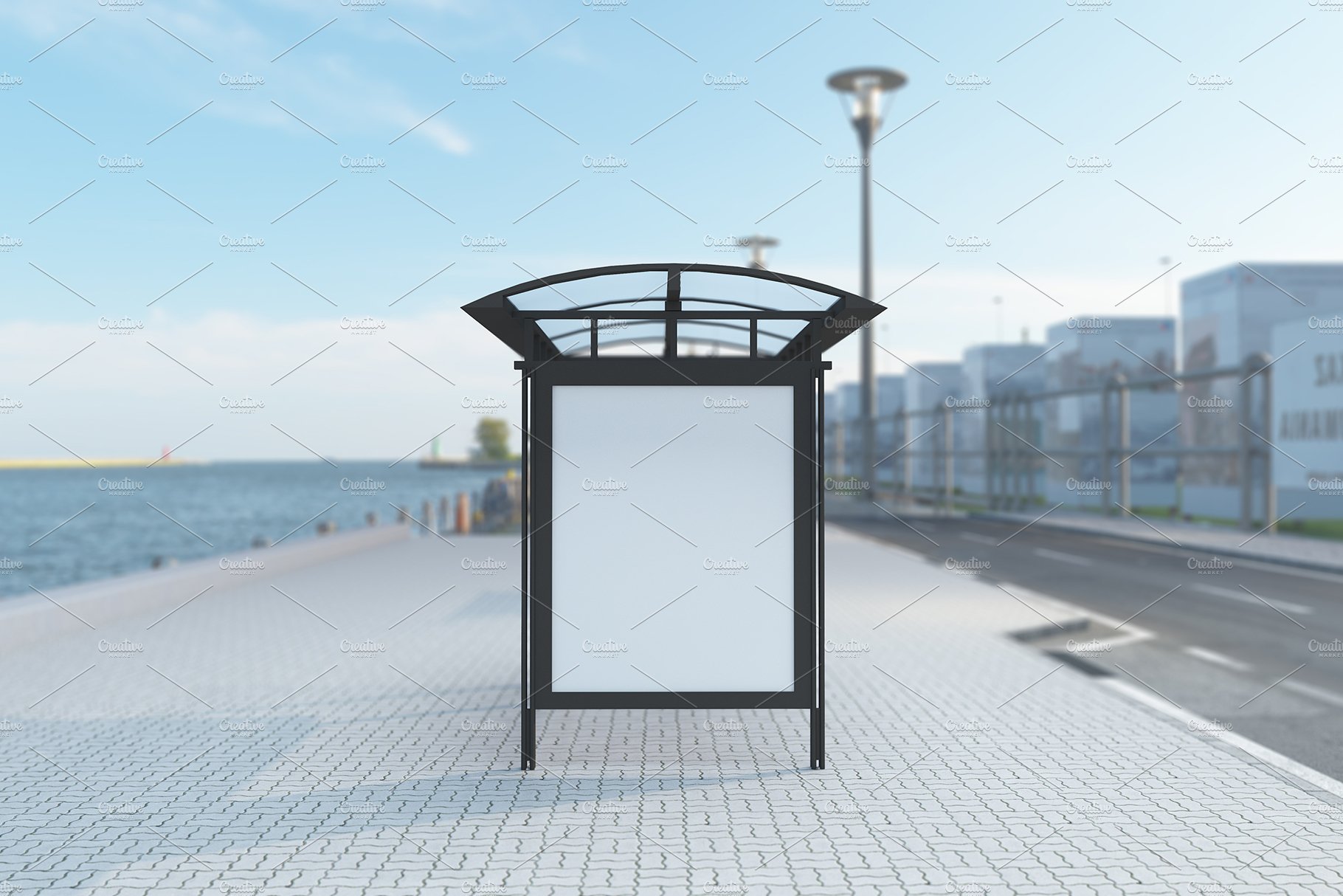 Bus Stop Billboard Mockup preview image.