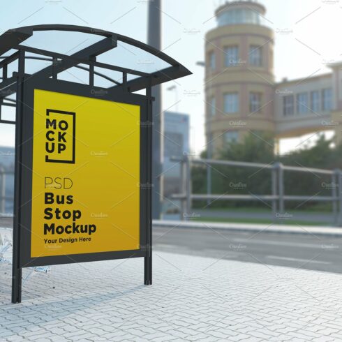 Bus stop Shelter Billboard Mockup cover image.