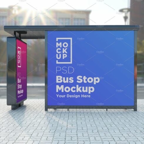 Bus Stop with 2 Sign Mockup cover image.