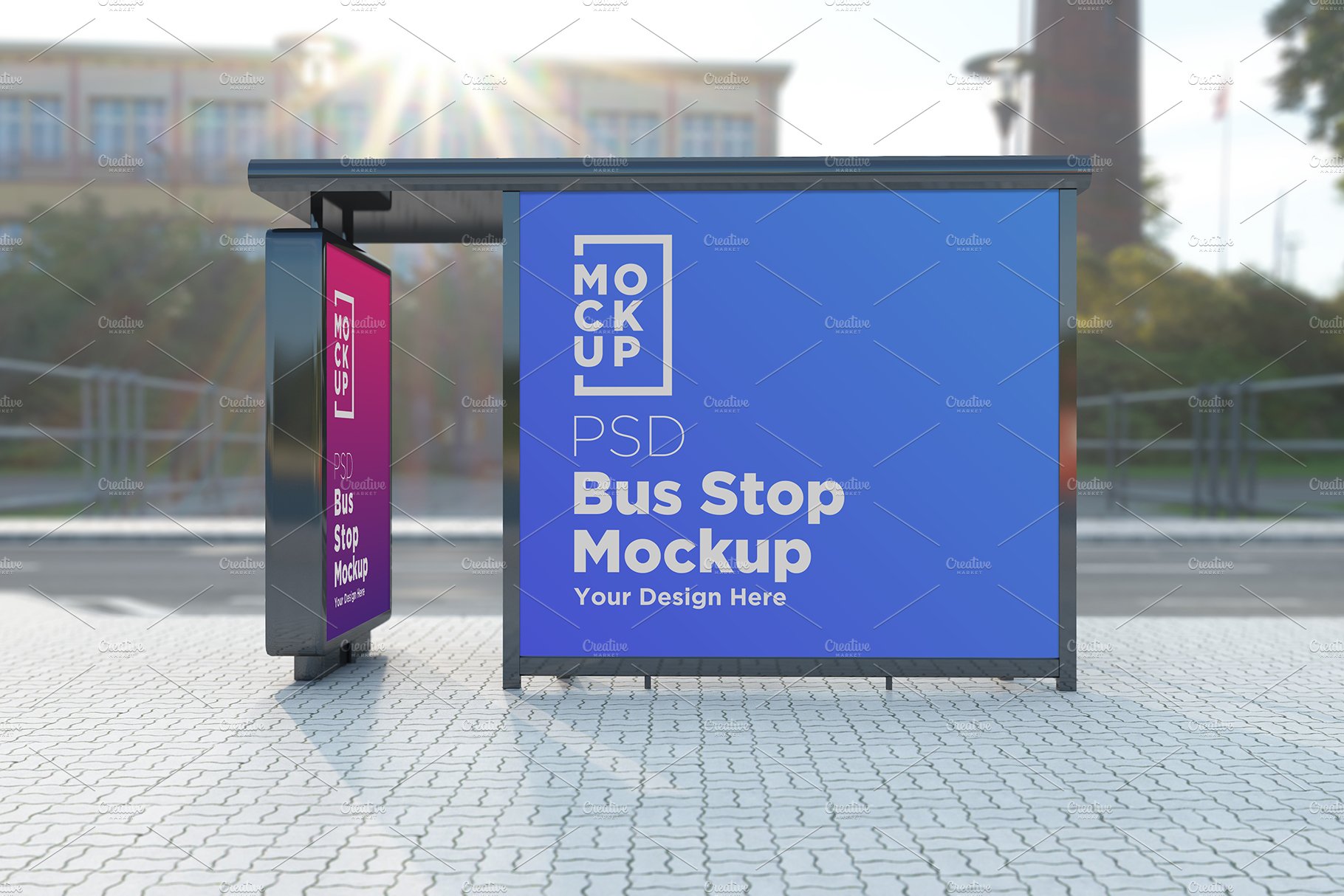 Bus Stop with 2 Sign Mockup cover image.