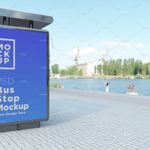 City Bus Stop Sign Mockup cover image.