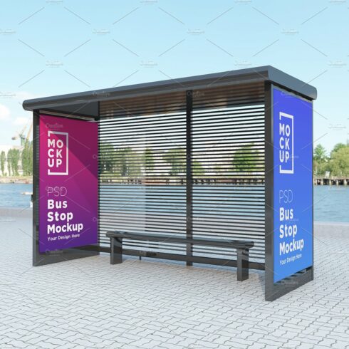 Bus Stop with 2 Sign Mockup cover image.