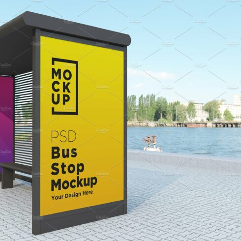 Bus Stop with 2 Sign Mockup cover image.