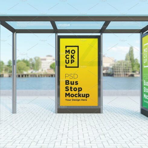 Bus Stop with 2 Sign Mockup cover image.