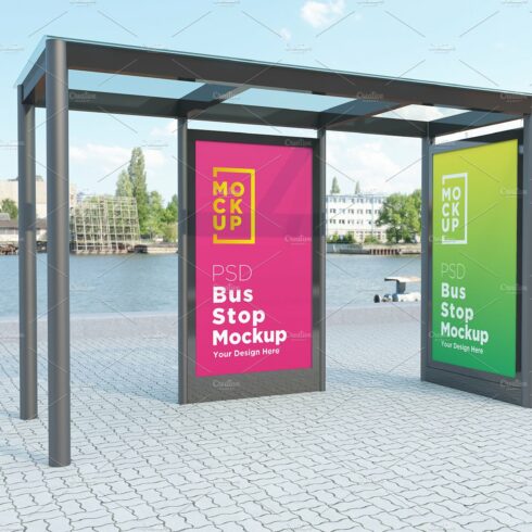 Bus Stop with 2 Sign Mockup cover image.