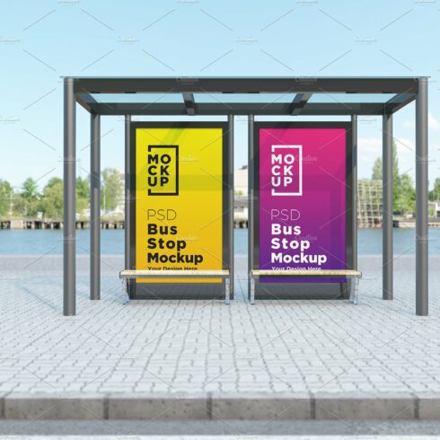 Bus Stop with 2 Sign Mockup cover image.