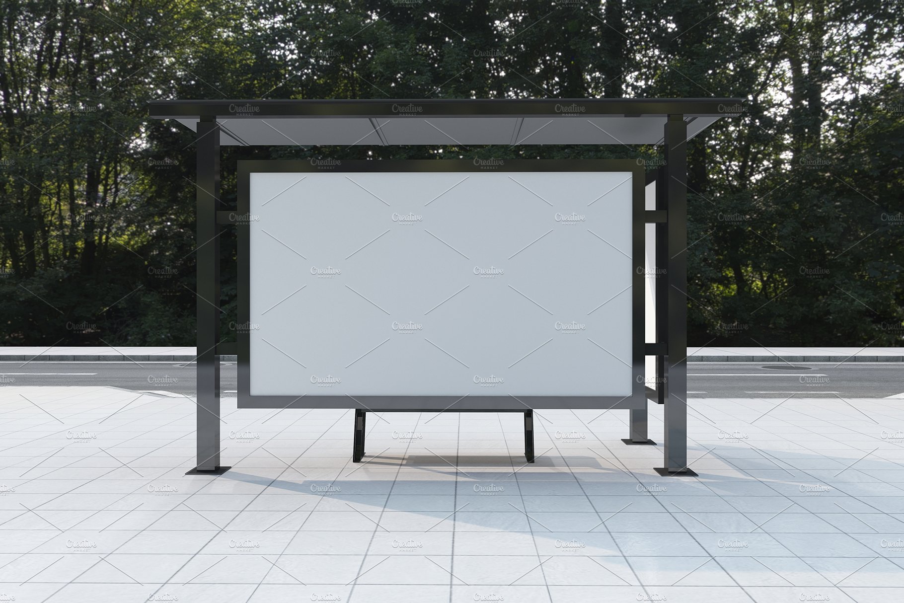 Bus Stop Billboard Mockup preview image.