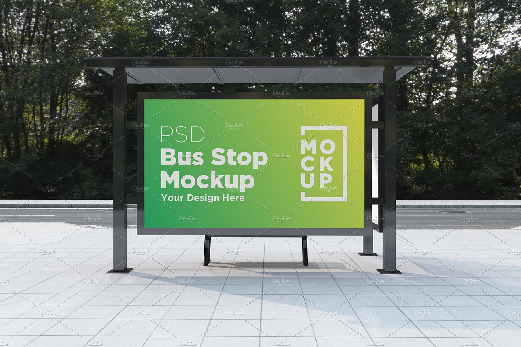 Bus Stop Billboard Mockup cover image.