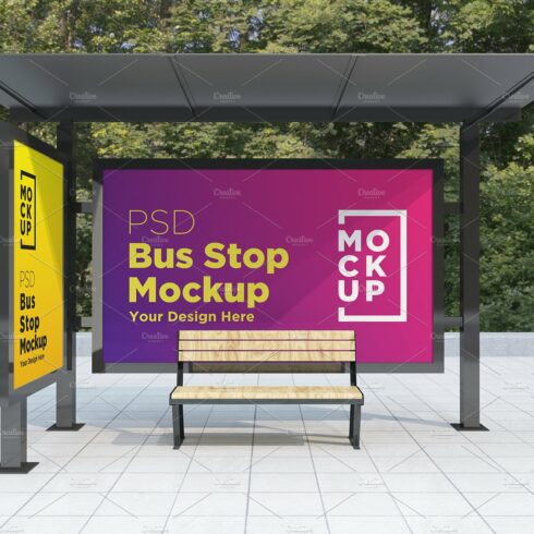 Bus Stop with 2 Sign Mockup cover image.