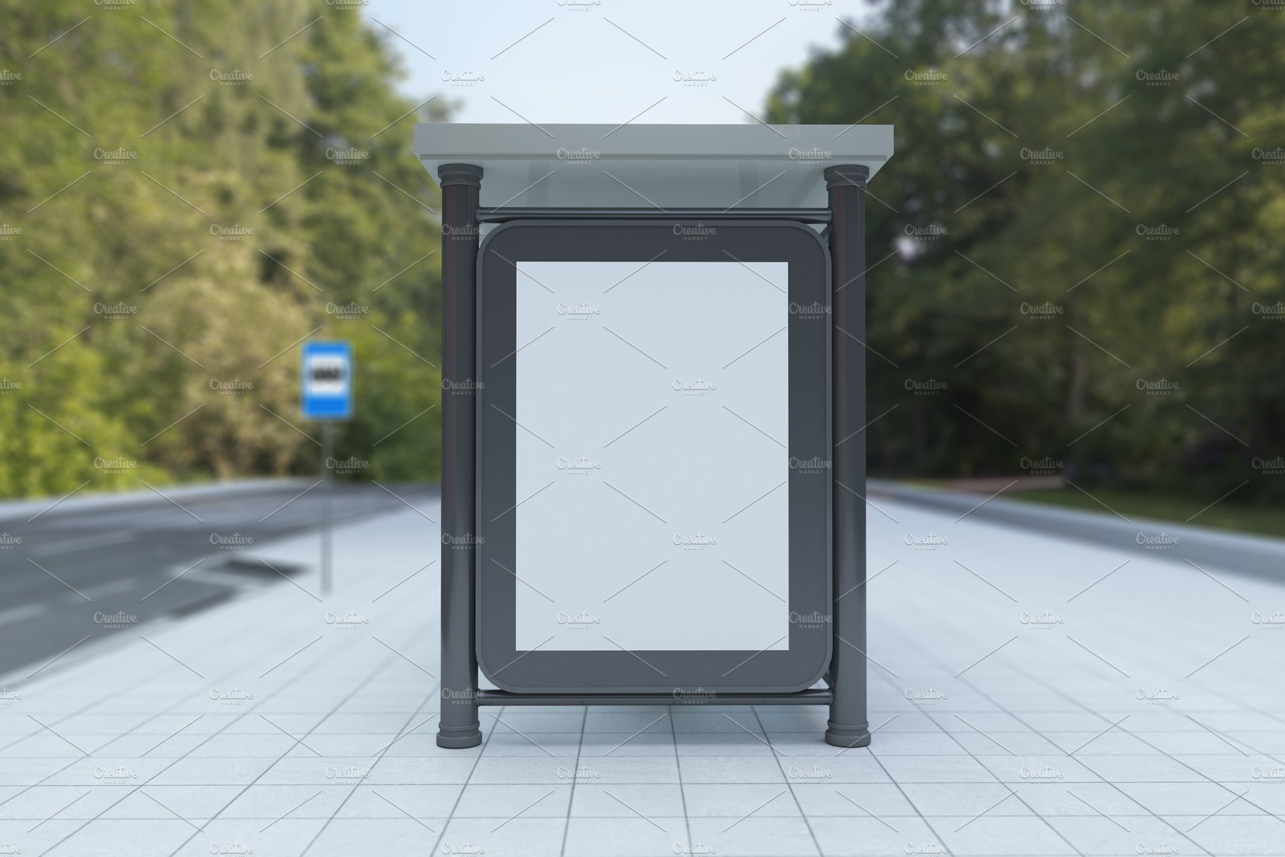 City Bus Stop Signage Mockup preview image.