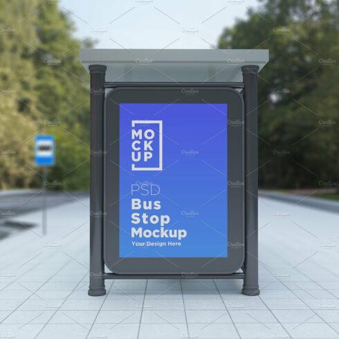 City Bus Stop Signage Mockup cover image.