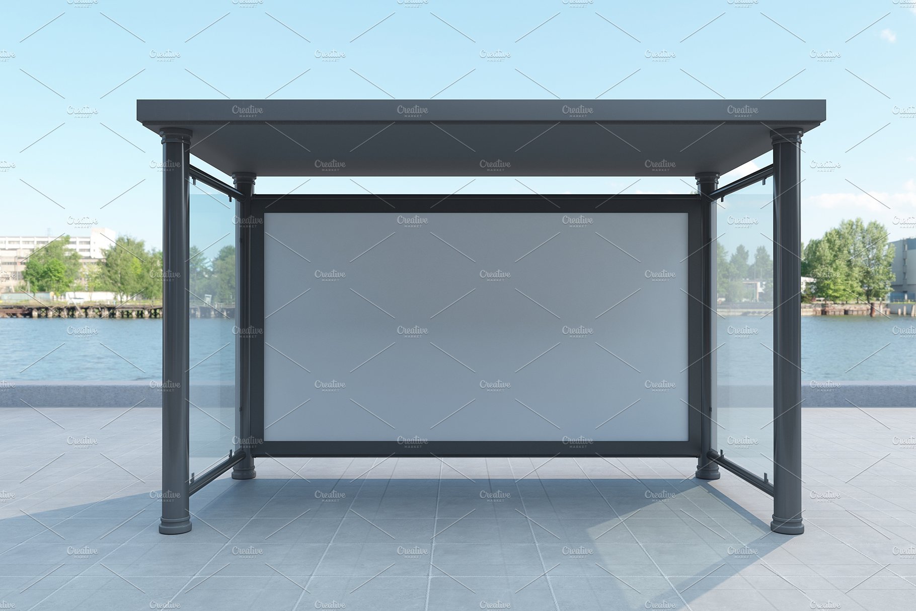 Bus stop Shelter Billboard Mockup preview image.