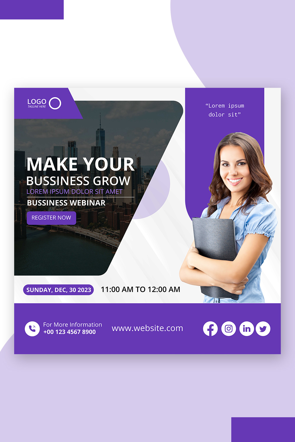 Bussiness grow flyer Template pinterest preview image.