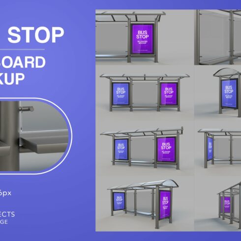 3D Bus Stop Billboard Mockup cover image.