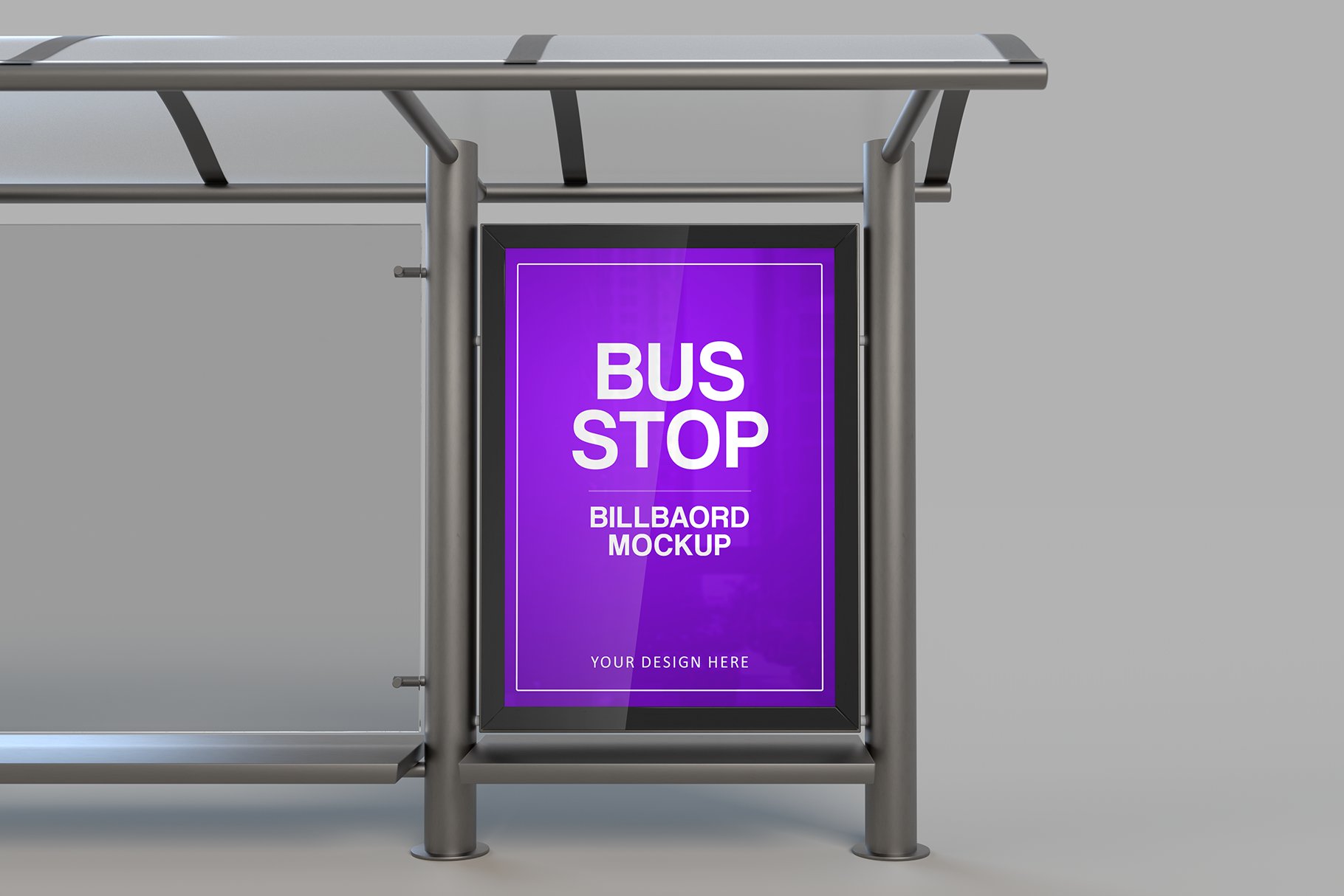 3D Bus Stop Billboard Mockup preview image.