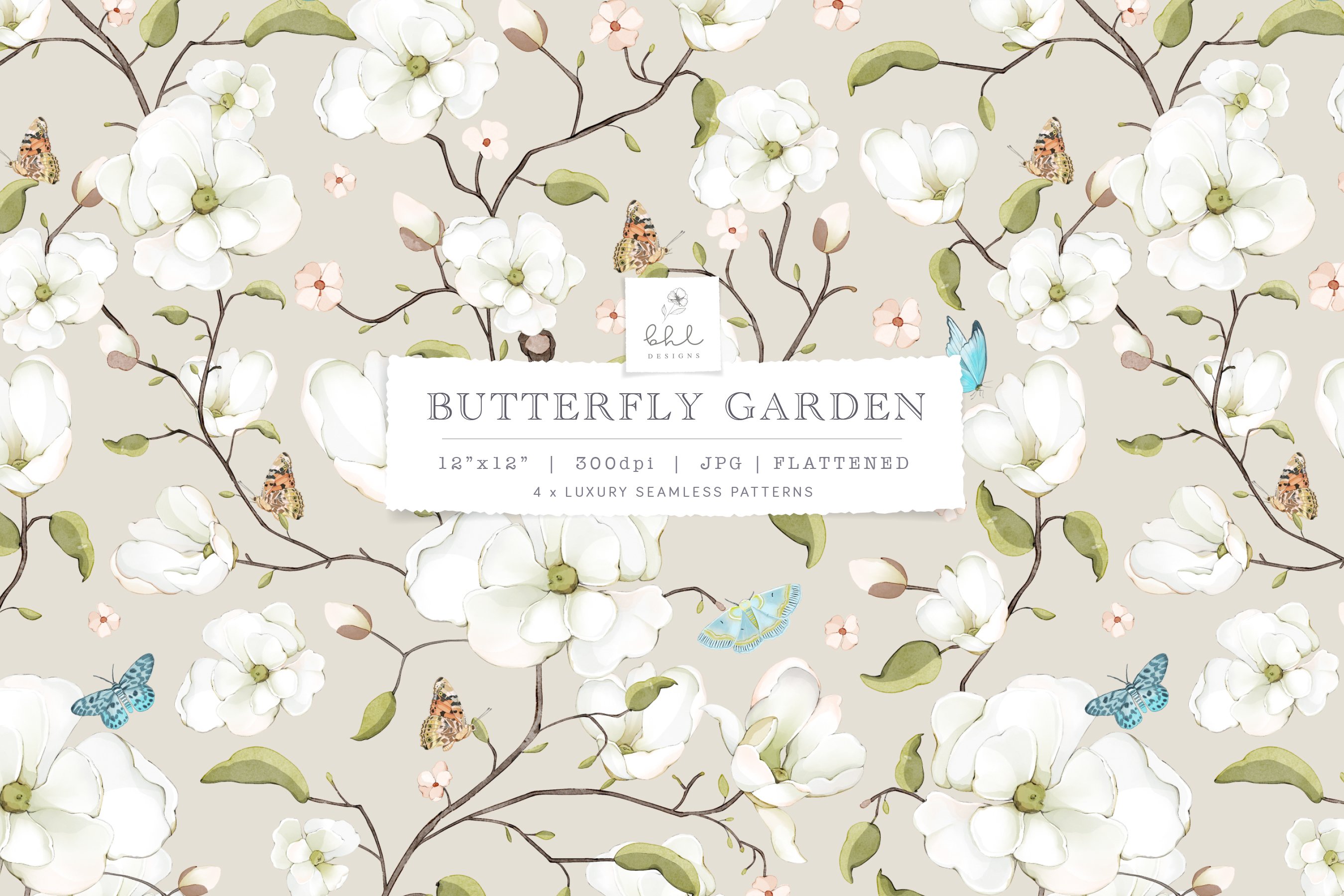 Butterfly and Magnolias Pattern cover image.