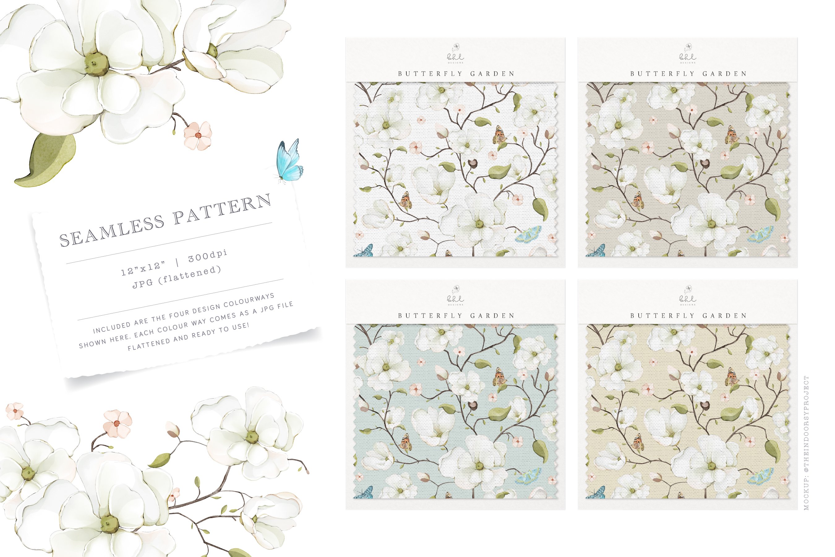 Butterfly and Magnolias Pattern preview image.