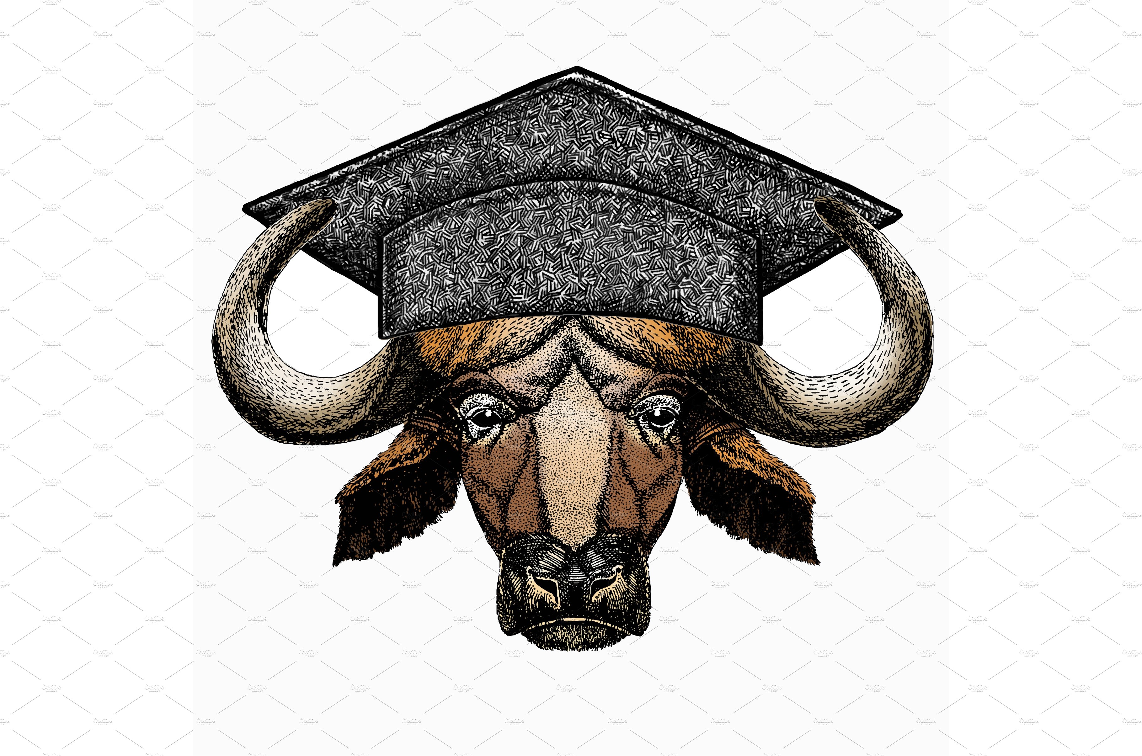 Buffalo Bison mascot head. Square cover image.