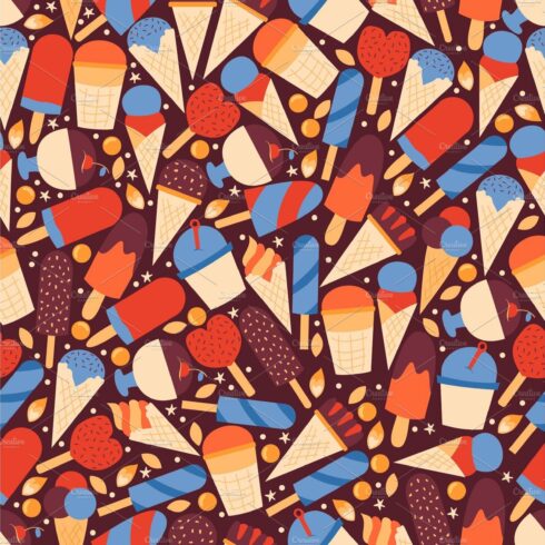 Ice cream seamless pattern cover image.