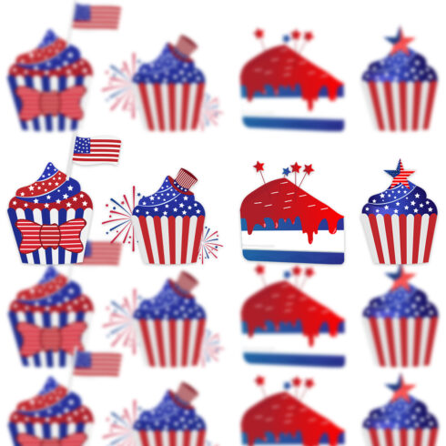 4th of July, Independence Day Cupcake clip art cover image.